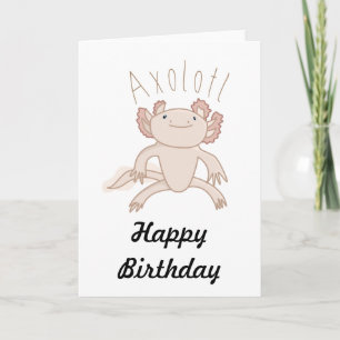 Tarjeta Ilustracion digital Axolotl, animal lindo