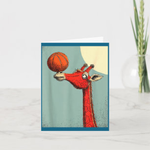 Tarjeta Ilustración divertida de baloncesto de jirafa anim