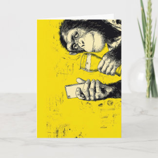 Tarjeta Ilustración divertida de mono tomando selfie – Chi