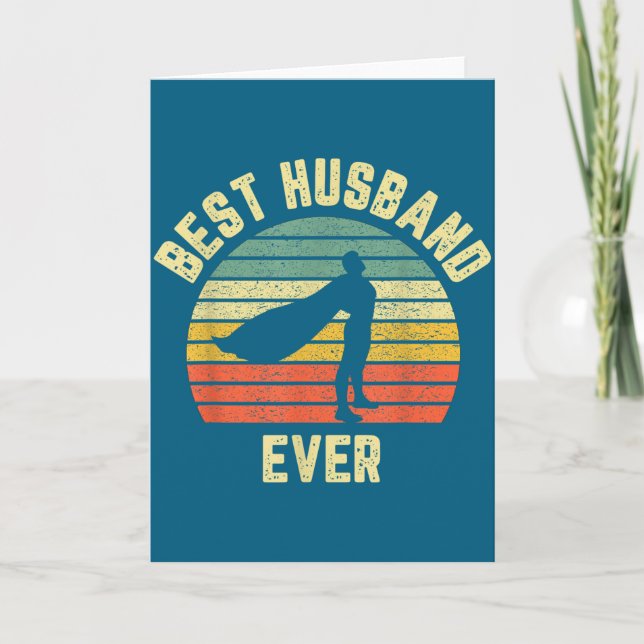Tarjeta Ilustración divertida de superhéroe de marido vint (Anverso)