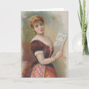 Tarjeta Ilustración elegante de San Valentín antigua, 1890
