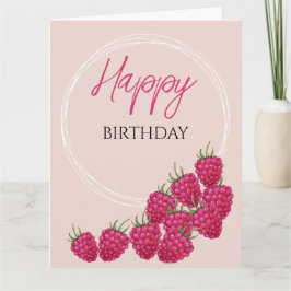 Tarjeta Ilustración en acuarela de frambuesas rosadas lind