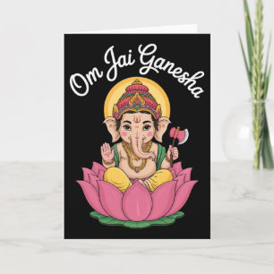 Tarjeta Ilustración Espiritual de Ganesha Loto Om Jai Dici