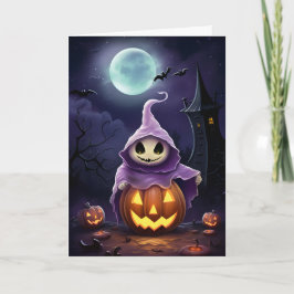 Tarjeta Ilustracion fantasma de Halloween