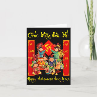Tarjeta Ilustración Feliz Chuc Mung Nam Vietnamita