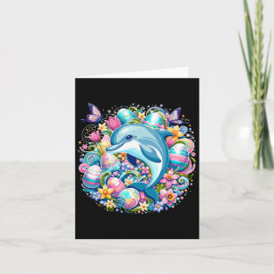 Tarjeta Ilustracion festivo de Pascua con delfín encantado