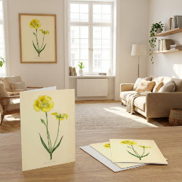 Tarjeta Ilustración Floral Amarilla Vintage