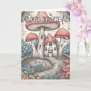 Tarjeta Ilustracion Forestal de hongos silvestres