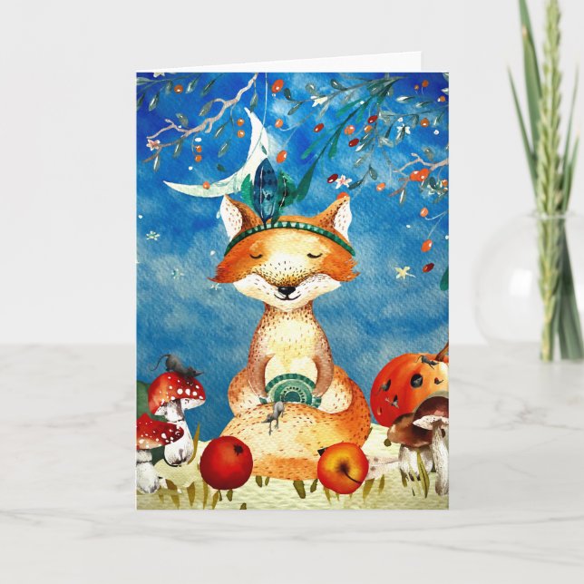 Tarjeta Ilustracion Forestal Fox de los amigos de Woodland (Anverso)