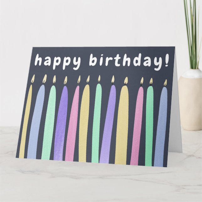 Tarjeta Ilustracion Gigante de Velas de Cumpleaños | En bl (Anverso)