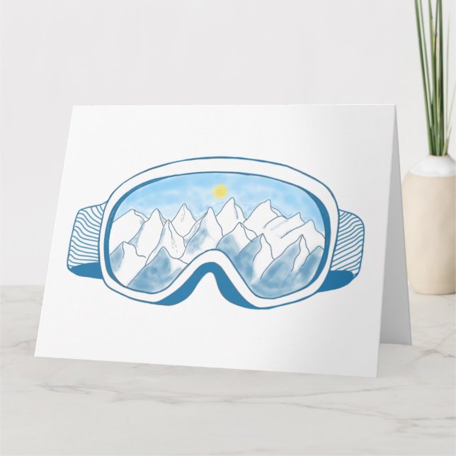Tarjeta Ilustracion Goggles de Ski Mountain (Anverso)