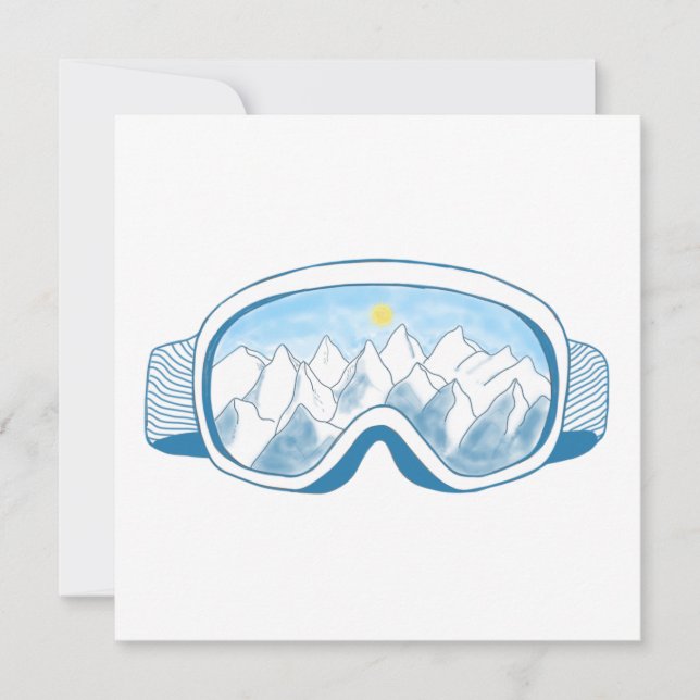 Tarjeta Ilustracion Goggles de Ski Mountain (Anverso)