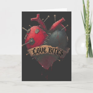 Tarjeta Ilustración gótica de corazón anatómico "Los besos