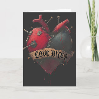 Tarjeta Ilustración gótica de corazón anatómico "Los besos
