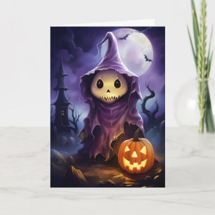 Tarjeta Ilustracion Halloween Ghost Jack-o'-lantern