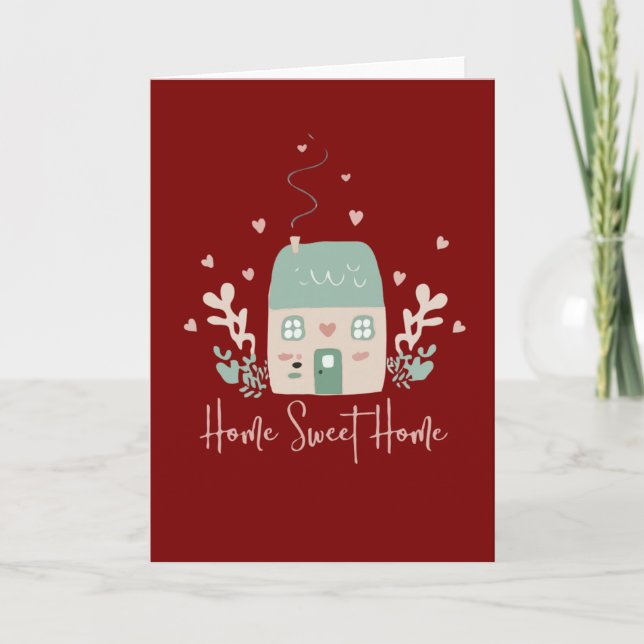 Tarjeta Ilustración linda pastel de "Hogar Dulce Hogar" –  (Anverso)