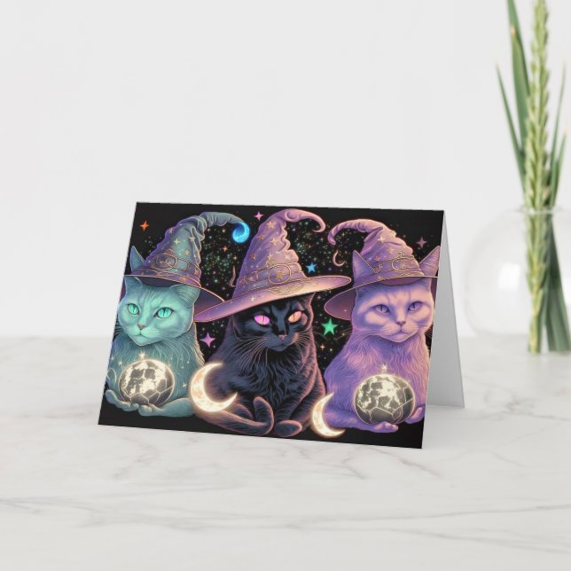 Tarjeta Ilustracion Majestic Witchy Cats (Anverso)