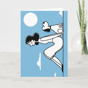 Tarjeta Ilustración minimalista de mujer y perro
