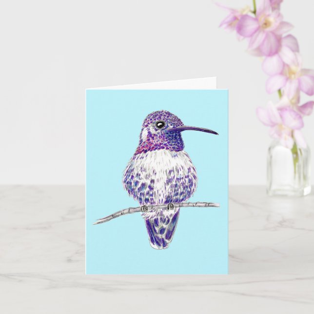 Tarjeta Ilustracion Morple Costas Hummingbird (Orquídea)