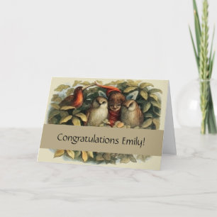 Tarjeta Ilustracion Natural de las Lechuzas y las Fe de El