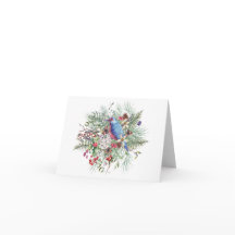Ilustracion natural navidades con pájaro y bayas
