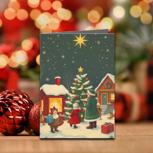 Tarjeta Ilustracion navideño vintage