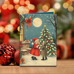 Tarjeta Ilustracion navideño vintage