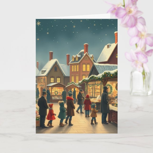 Tarjeta Ilustracion navideño vintage (Orquídea)