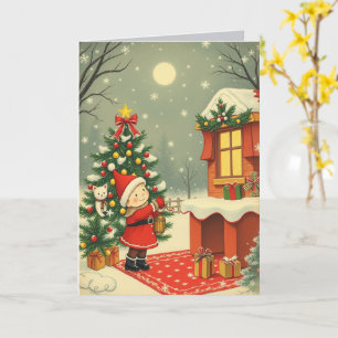 Tarjeta Ilustracion navideño vintage