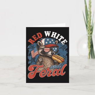 Tarjeta Ilustracion Patriótico Feral Raccoon Para El 4 De