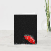 Ilustracion perdió el paraguas rojo en lluvia