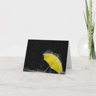 Tarjeta Ilustracion perdió paraguas amarillo en lluvia