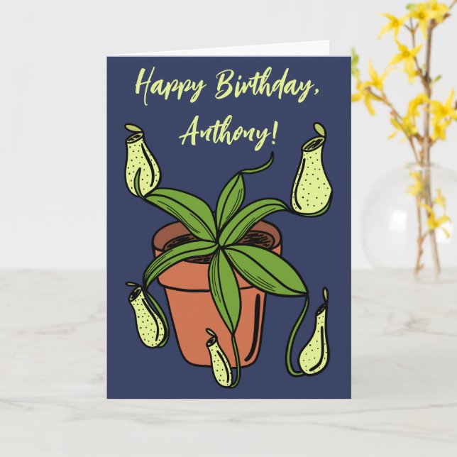 Tarjeta Ilustración Personalizada de Planta de Nepenthes (flor amarilla)