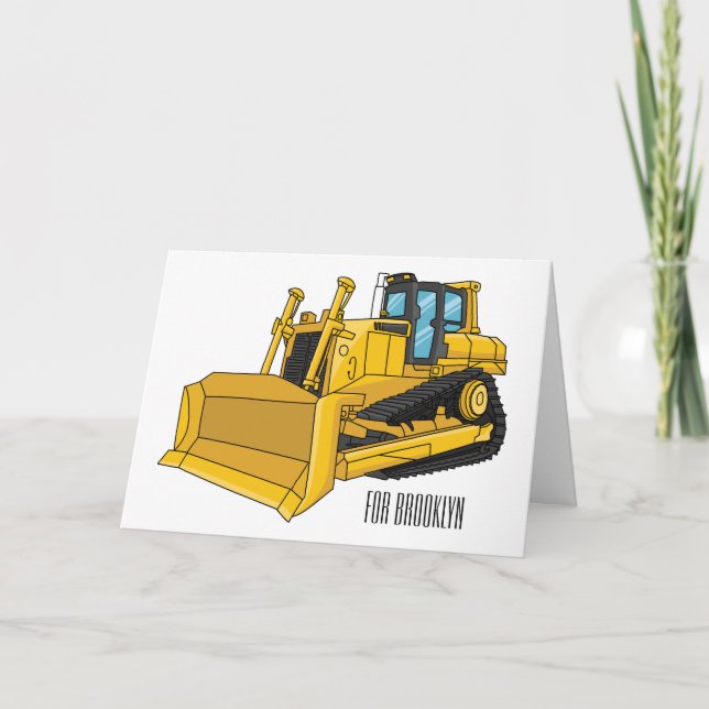 Tarjeta Ilustracion personalizado Bulldozer (Anverso)