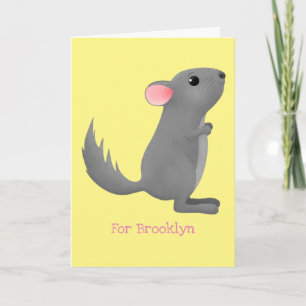 Tarjeta Ilustracion personalizado chinchilla gris suave