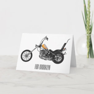Tarjeta Ilustracion personalizado Chopper Motorcycle 1950