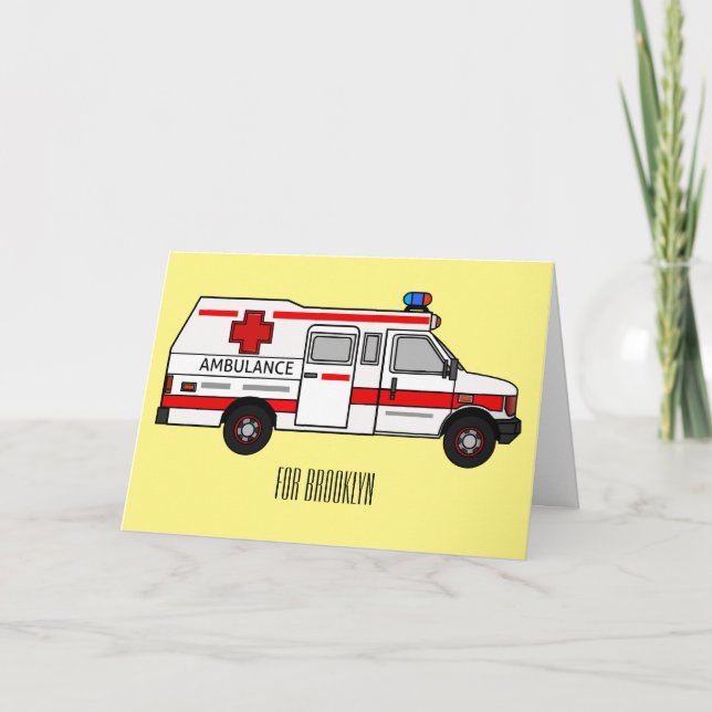 Tarjeta Ilustracion personalizado de ambulancia (Anverso)