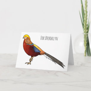 Tarjeta Ilustracion personalizado de aves de faisán dorado