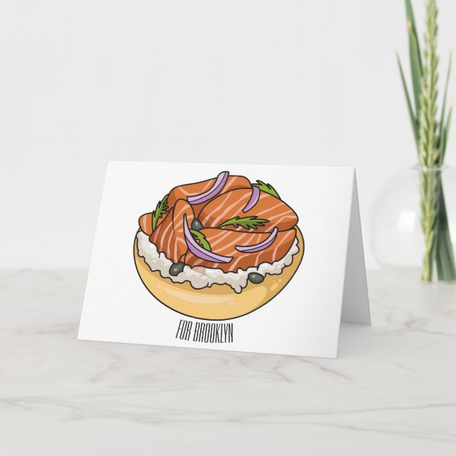 Tarjeta Ilustracion personalizado de bagel de Salmon (Anverso)