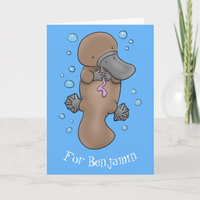 Tarjeta Ilustracion personalizado de bebé de plaquypus fel (Anverso)