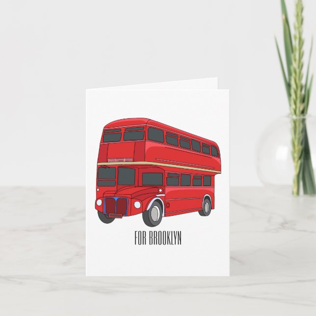 Tarjeta Ilustracion personalizado de bus de dos pisos (Anverso)