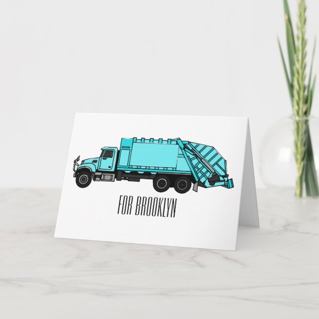 Tarjeta Ilustracion personalizado de camión de basura (Anverso)
