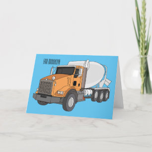 Tarjeta Ilustracion personalizado de camión de mezcla de c