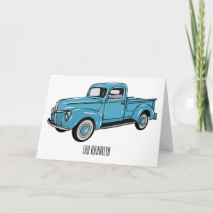 Tarjeta Ilustracion personalizado de camioneta clásica