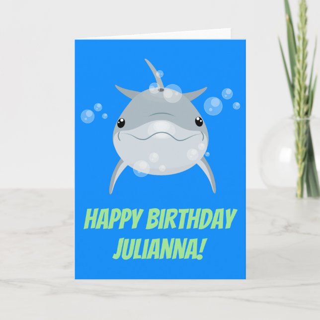 Tarjeta Ilustracion personalizado de delfines kawaii (Anverso)