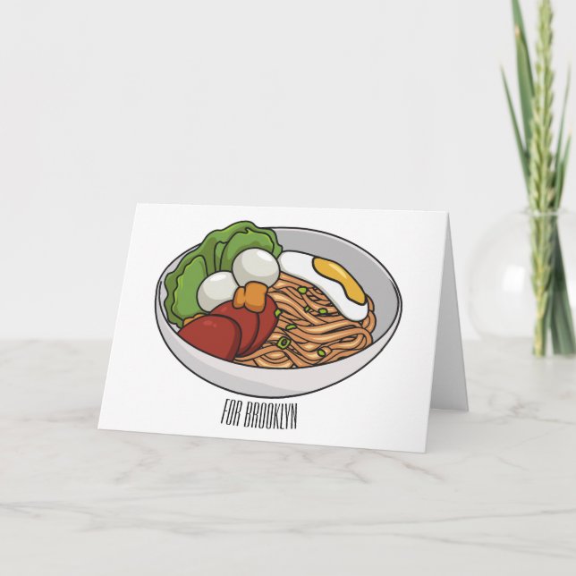 Tarjeta Ilustracion personalizado de fideos (Anverso)