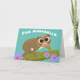 Tarjeta Ilustracion personalizado de flores de loris lento