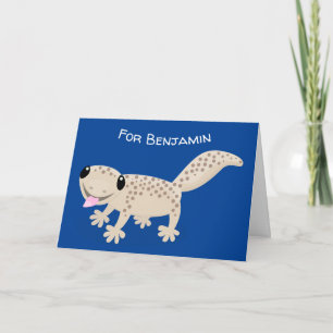 Tarjeta ilustracion personalizado de gecko con manchas cut