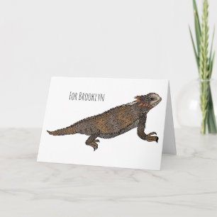 Tarjeta Ilustracion personalizado de lagarto de cuerno de