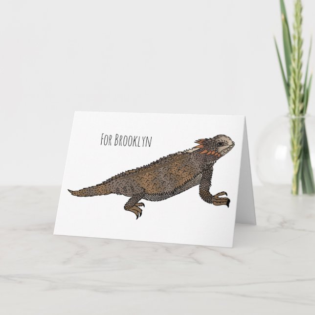 Tarjeta Ilustracion personalizado de lagarto de cuerno de  (Anverso)